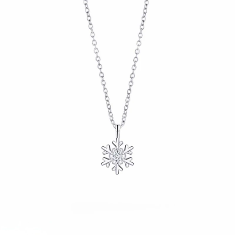 钛钢项链 雪花镶钻日韩时尚饰品坠链ins首饰冬季项饰圣诞礼物