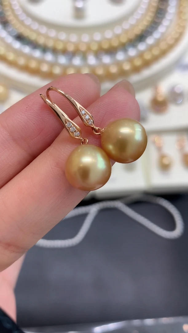 18K金镶嵌耳饰海水珍珠a24多样性一件发