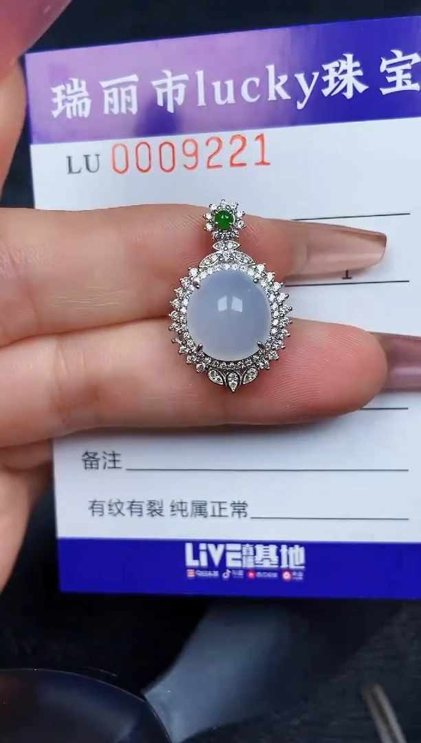 颈饰银S925镶嵌翡翠9221