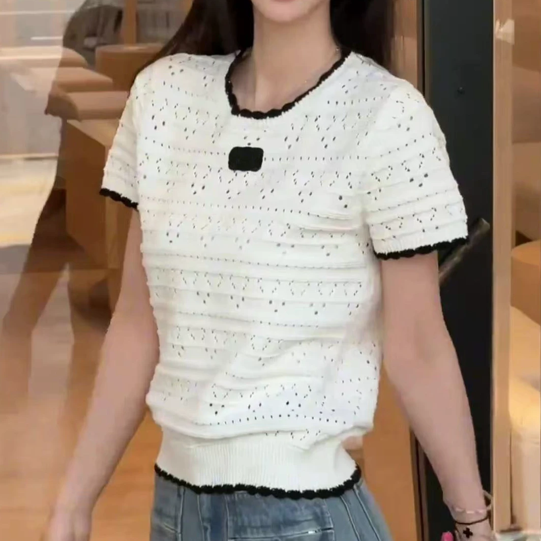 韩系气质减龄镂空针织衫女上衣8703