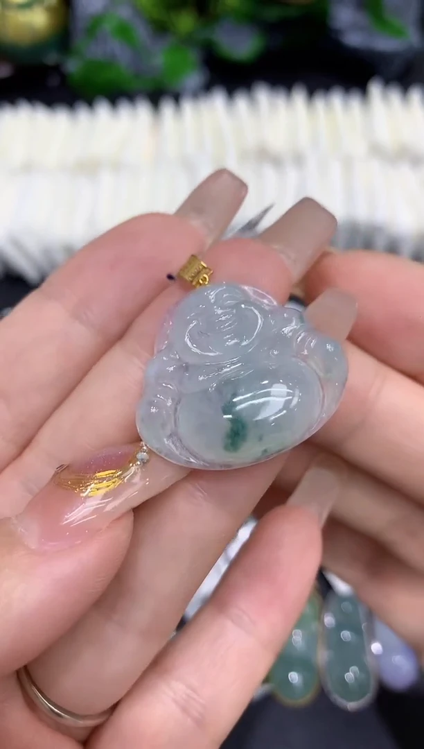 翡翠18K金镶嵌吊坠(不含链)111111