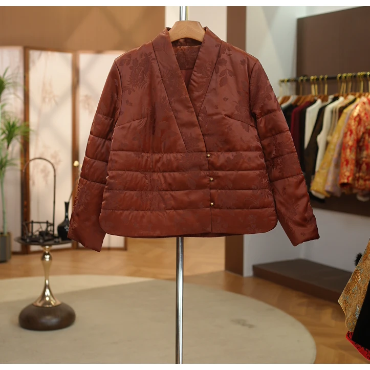 【鸿笺】桑蚕丝中国风长袖厚款加厚提花中式风鸿笺上衣