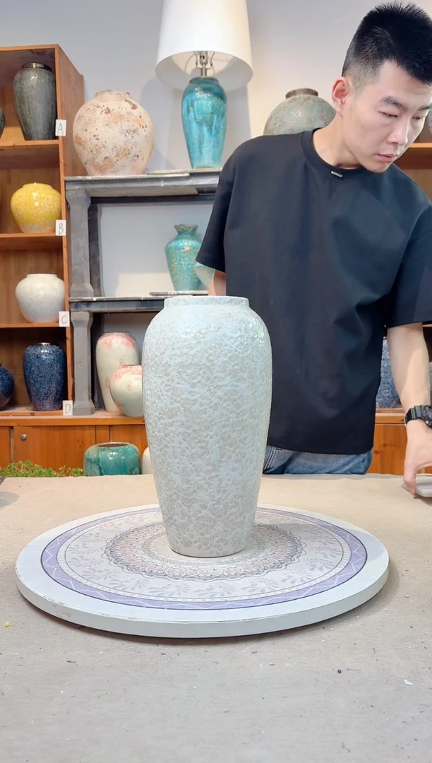 瓶陶瓷花瓶  茶白  大号 正品