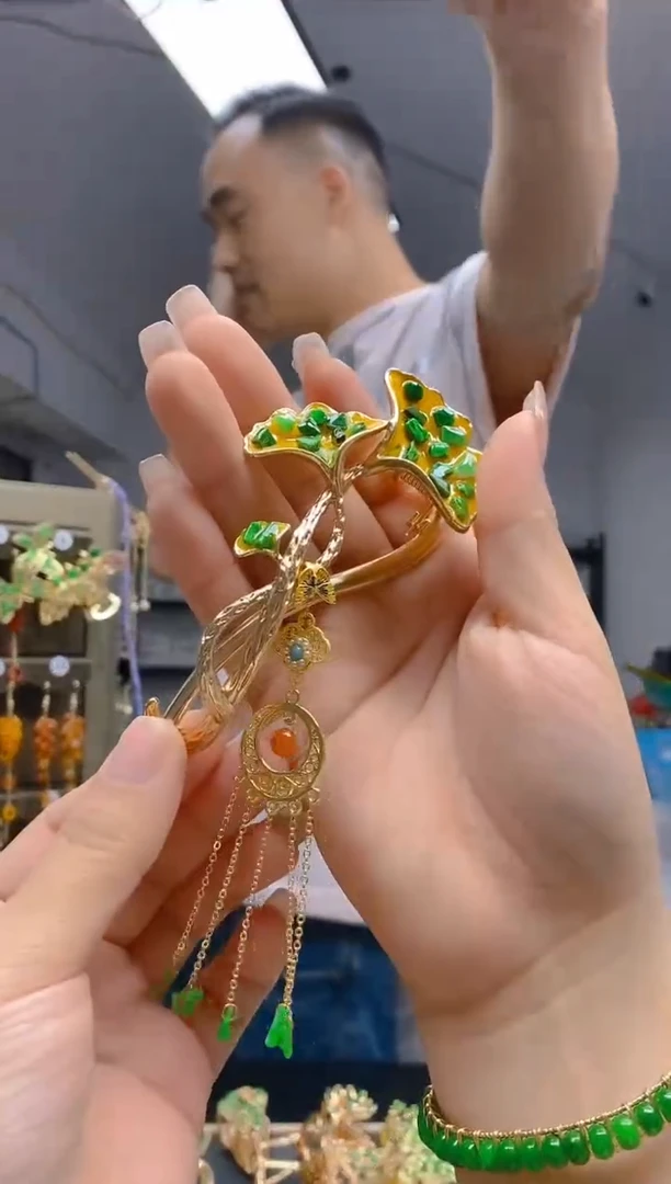 【闪购商品】翡翠耳饰合金243翡翠发簪