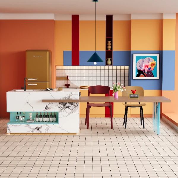 【澳瑞森618宠粉】多巴胺全岩板岛台餐桌一体多功能定制西厨家用