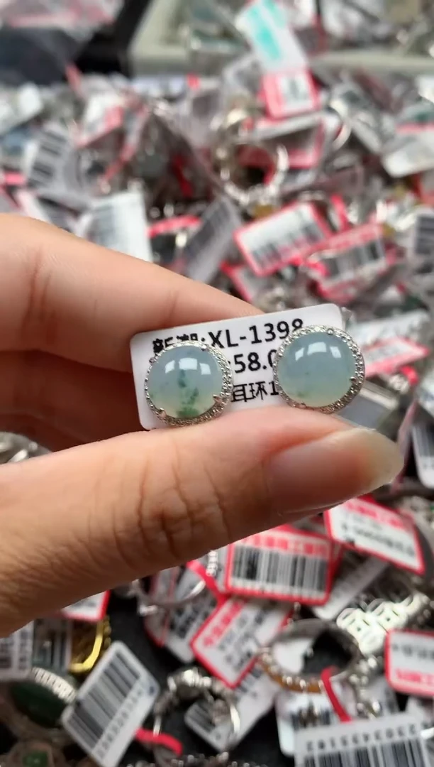 银S925镶嵌戒指翡翠天然A货缅甸翡翠