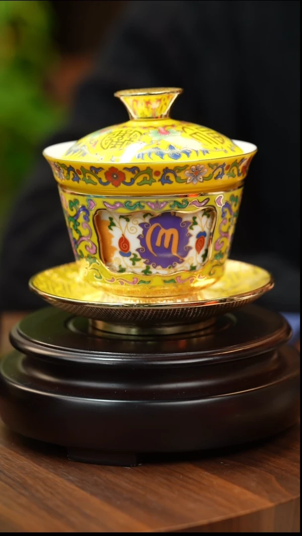 铜六字真言盖碗  刘永森大师作品