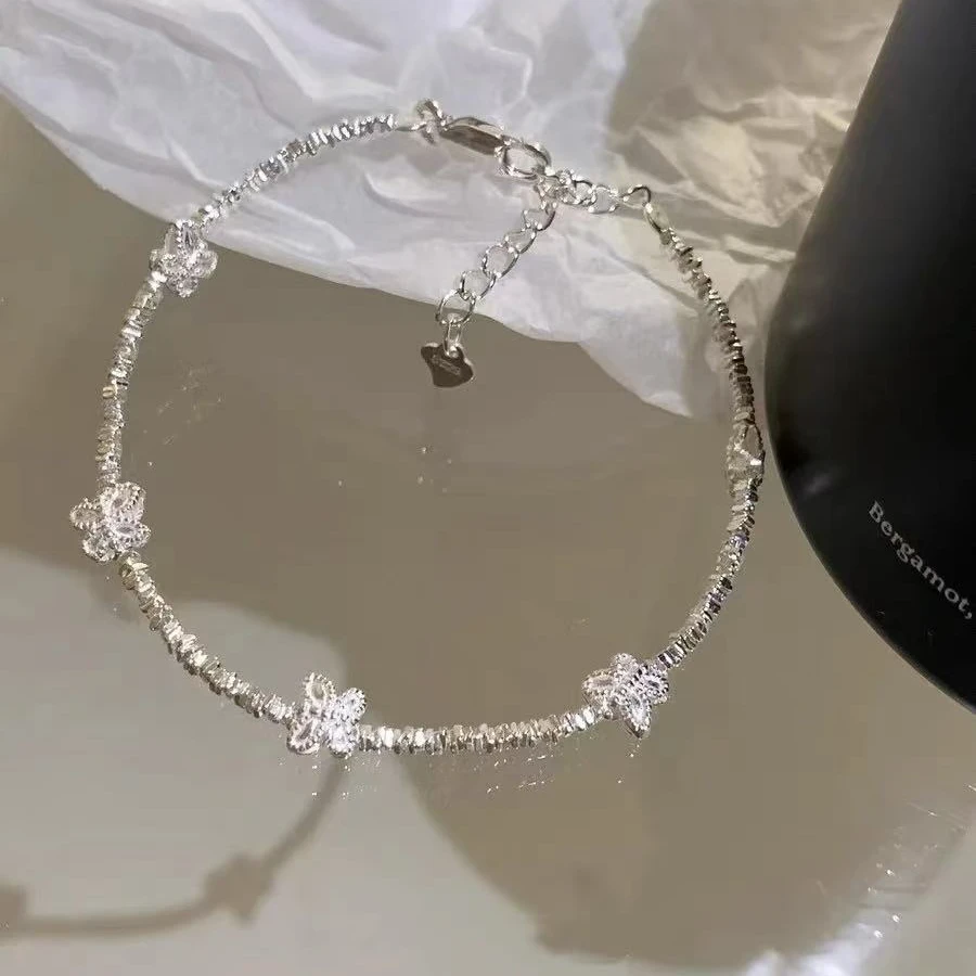 925银手链 坠链均925银梦蝶碎银项链手链s925简约高级感设计轻奢