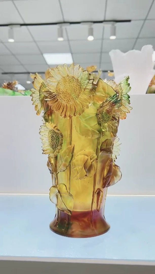手工艺品琉璃古法琉璃向日葵花瓶