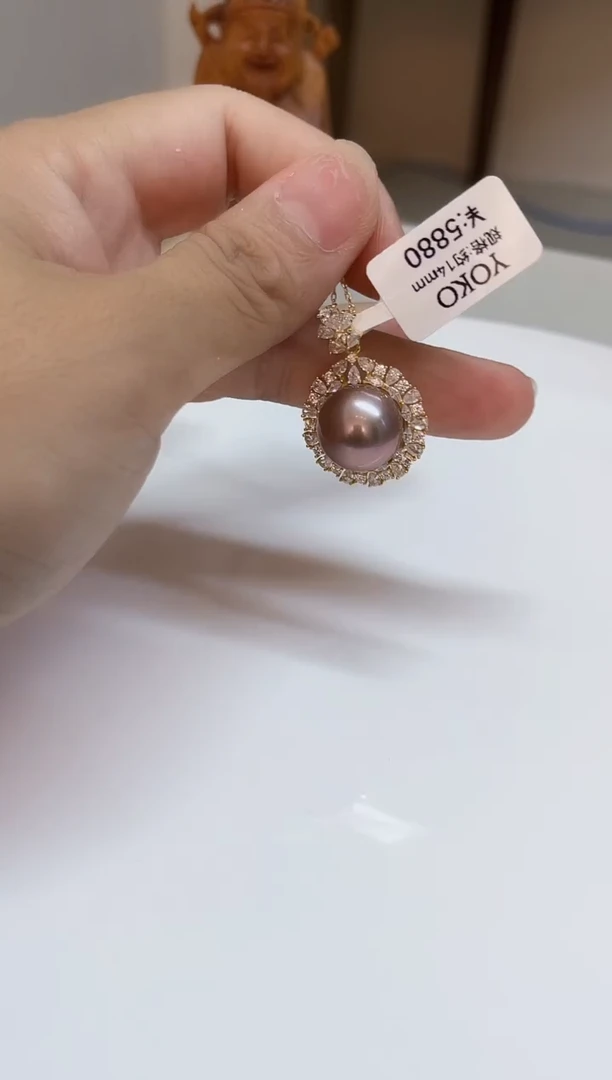 颈饰银S925镶嵌淡水珍珠14mm