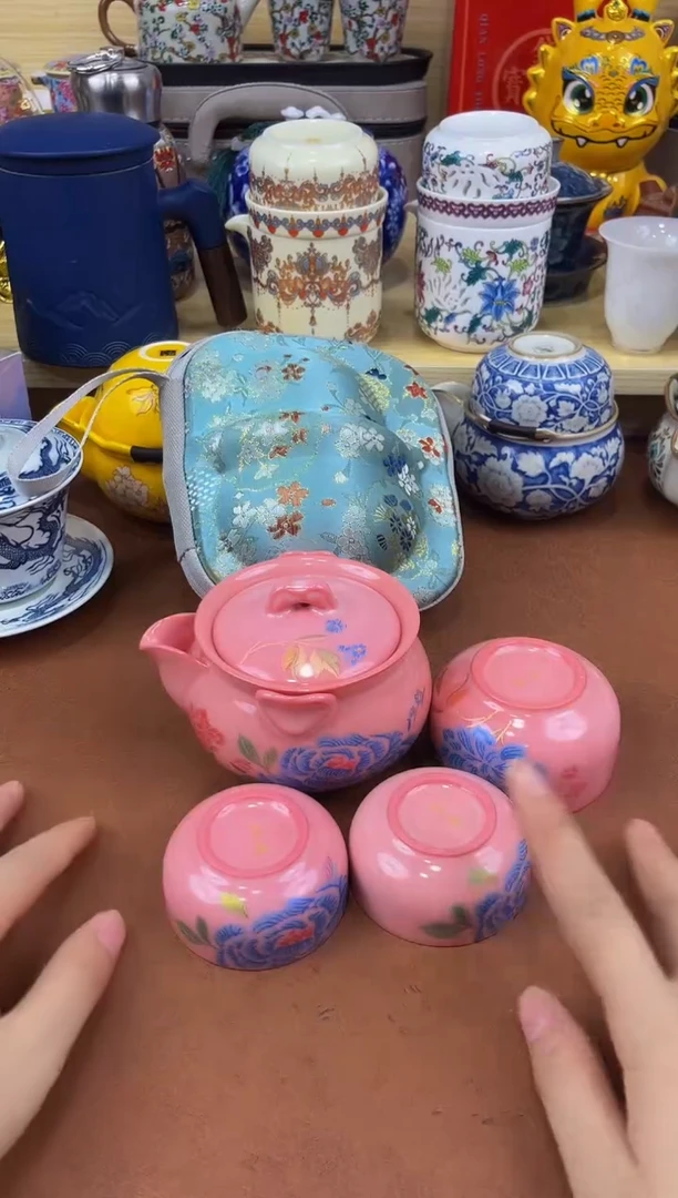 陶瓷茶具摆件旅行套组