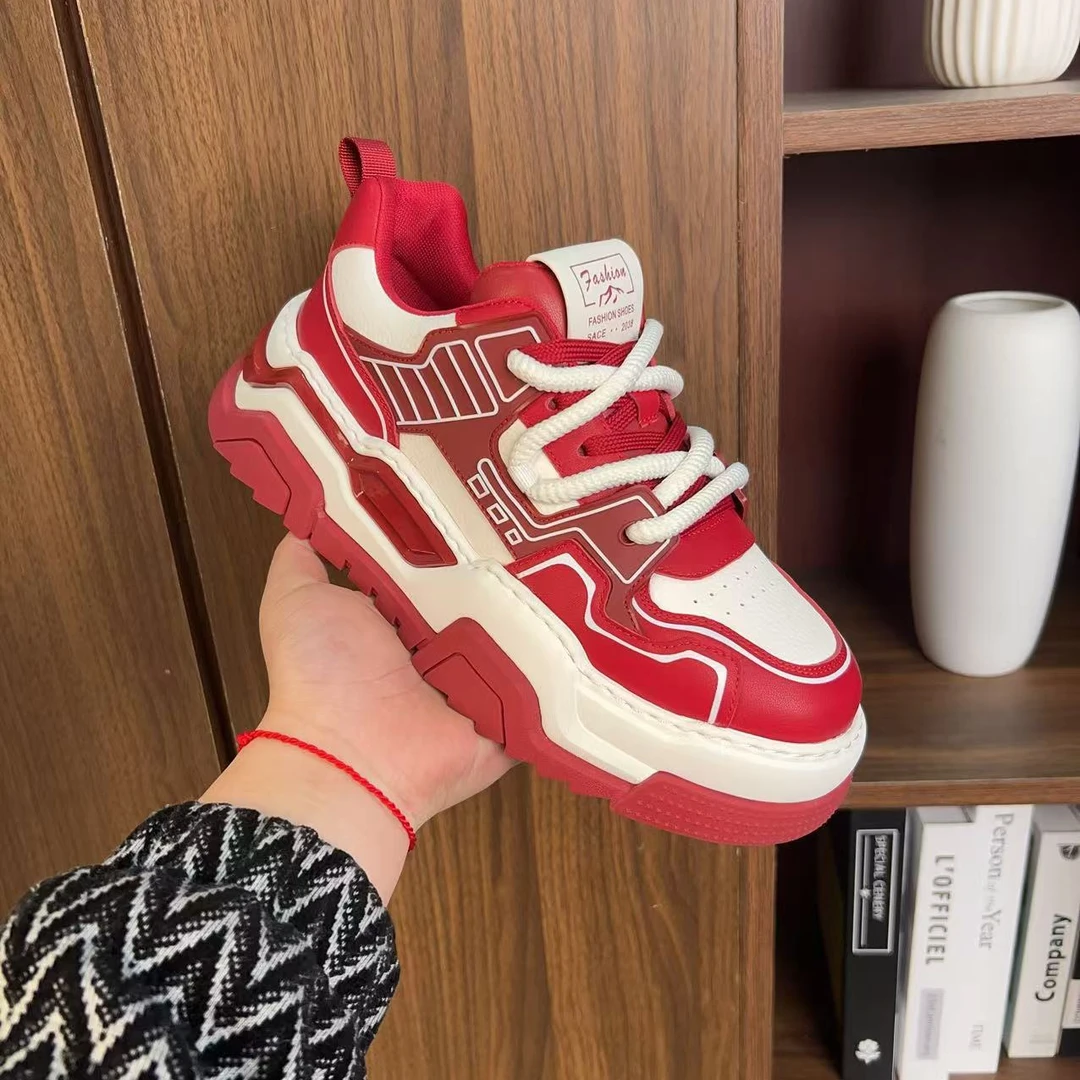 【怪兽鱼】69098冬季新款百搭时尚潮流老爹鞋厚底休闲韩版拼色