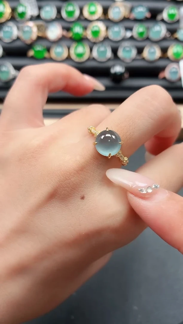 翡翠戒指银S925镶嵌111111