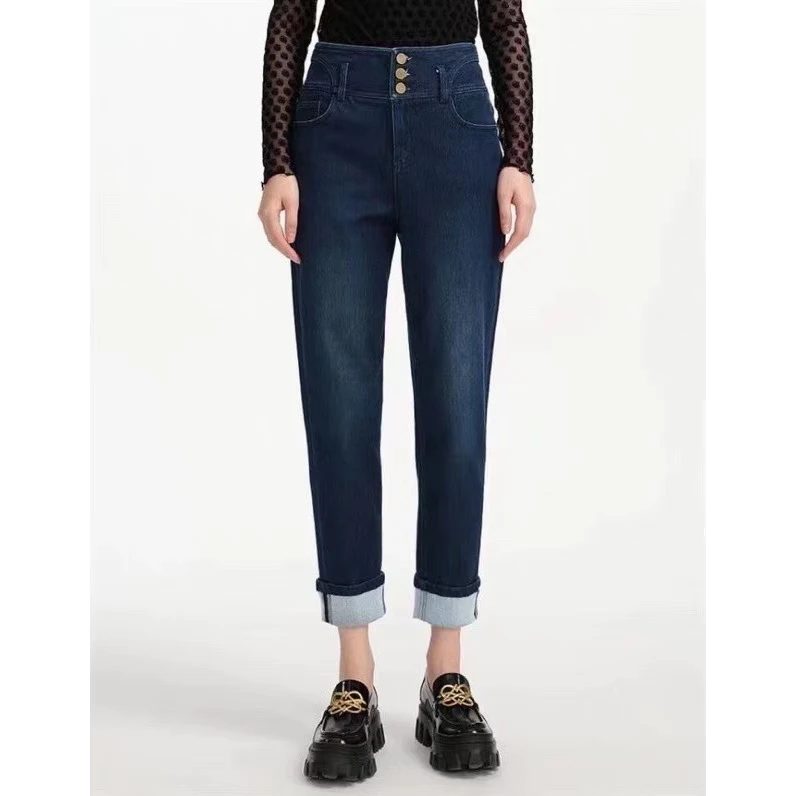 只有26码 福利清 超实惠 磨毛 三扣高腰弹力 深色 牛仔裤C139