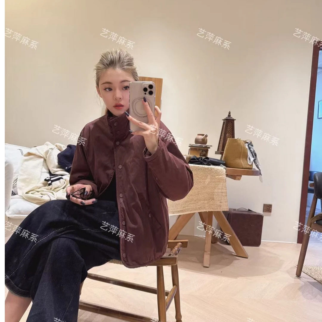2025秋冬长袖外套百搭保暖棉服立领女款棉衣外套7111