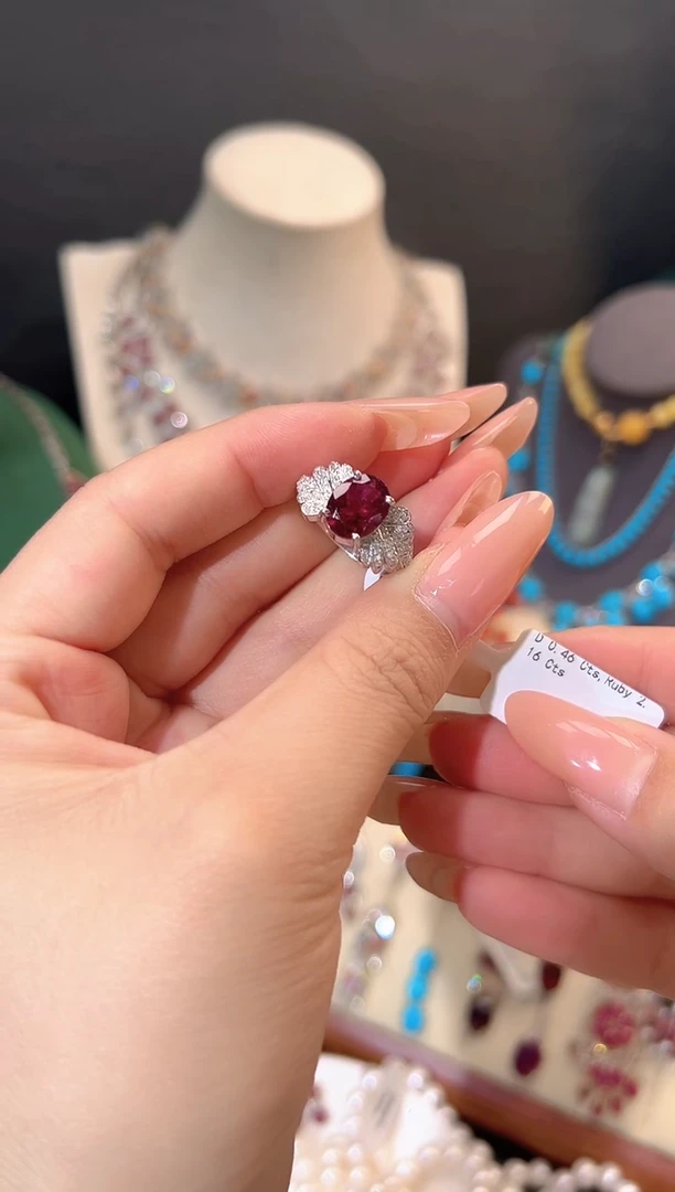 银S925镶嵌戒指碧玺戒指