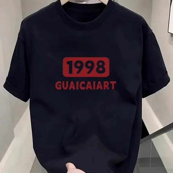 特大码300斤潮流简约印花男休闲短袖圆领夏季纯棉潮牌美式创意T恤