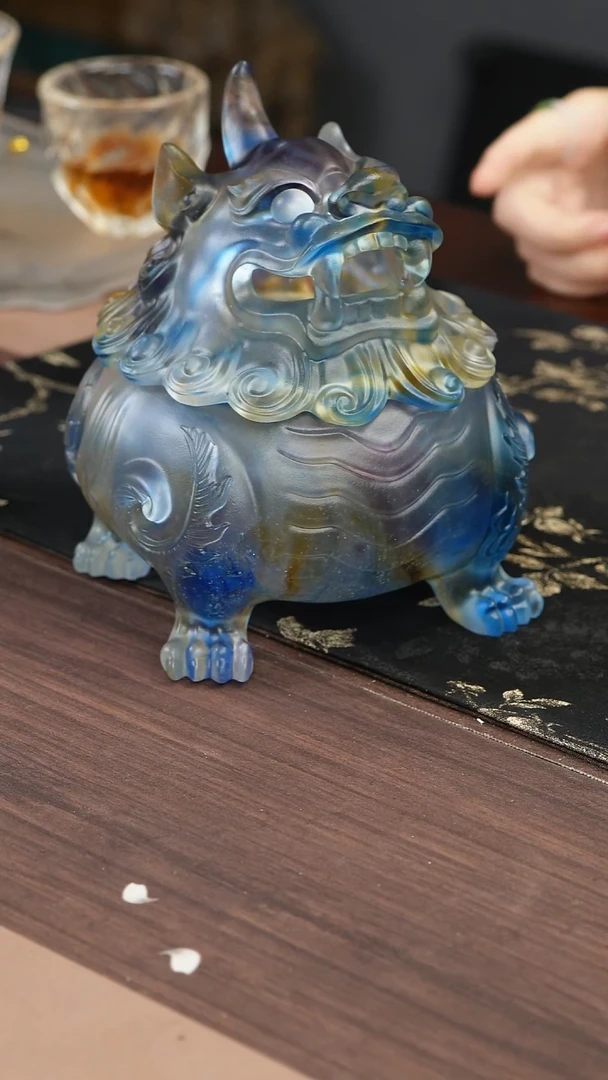 手工艺品琉璃彩色狻猊香炉大号