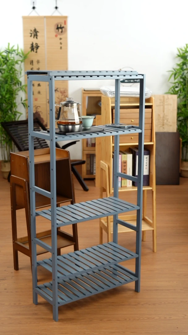 竹五层置物架的层板是配件单独一块