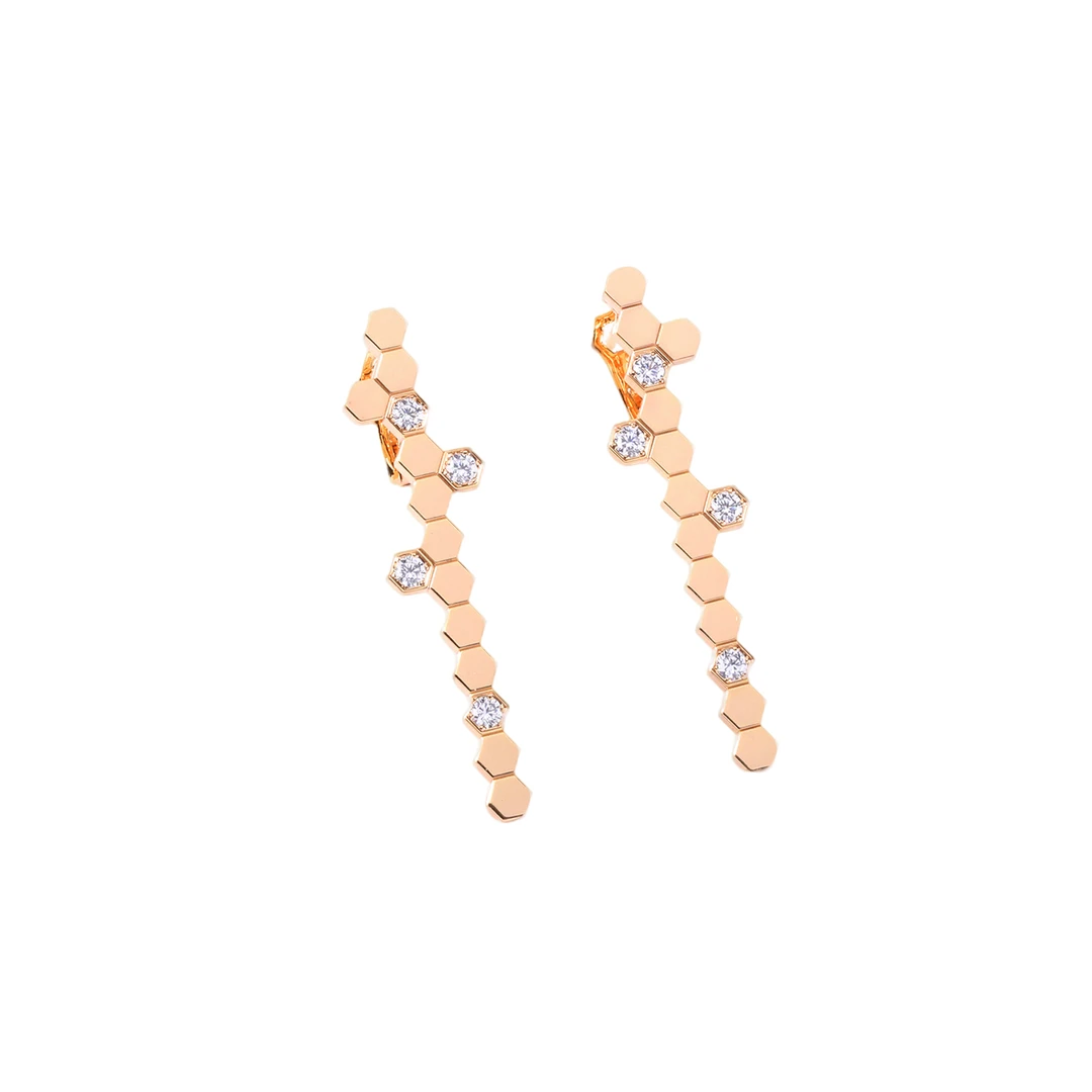 镀k金 925银针【蜂巢】CNC精工蜂巢 轻奢气质耳钉 1857