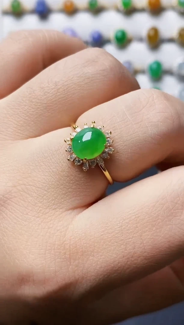 银S925镶嵌戒指翡翠0321