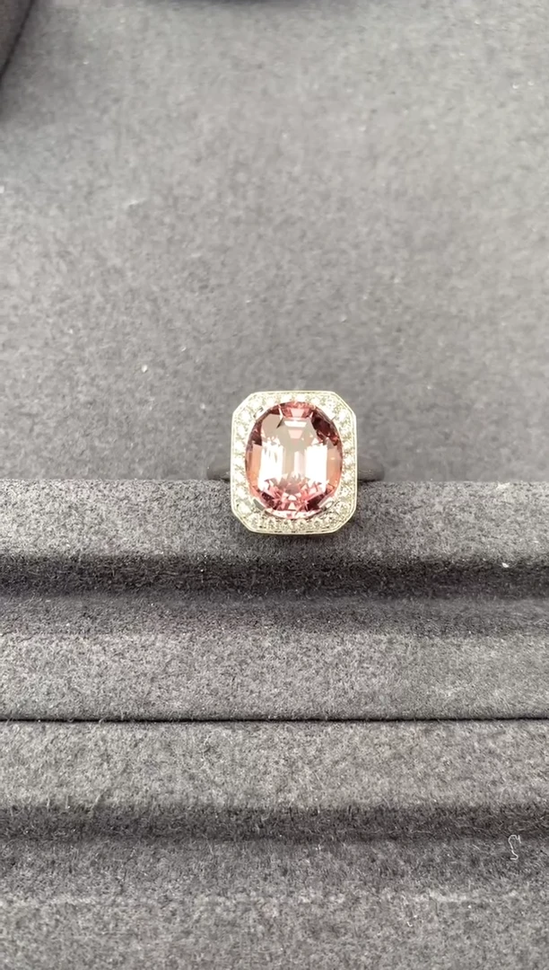 18K金镶嵌戒指碧玺4.2ct粉碧玺  FH  定制