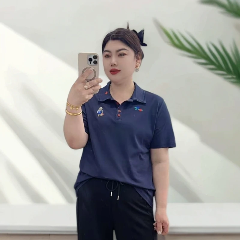 夏季款4205刺绣POLO领半袖（黑色会掉浮毛介意着慎拍）