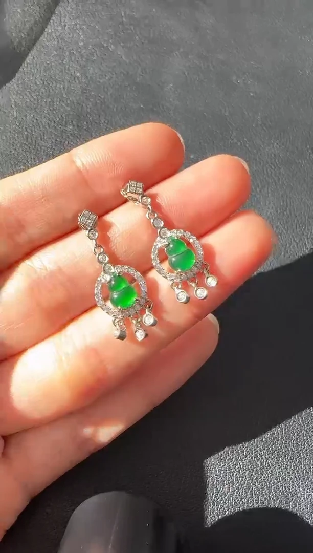 【闪购商品】翡翠耳饰银S925镶嵌银镶