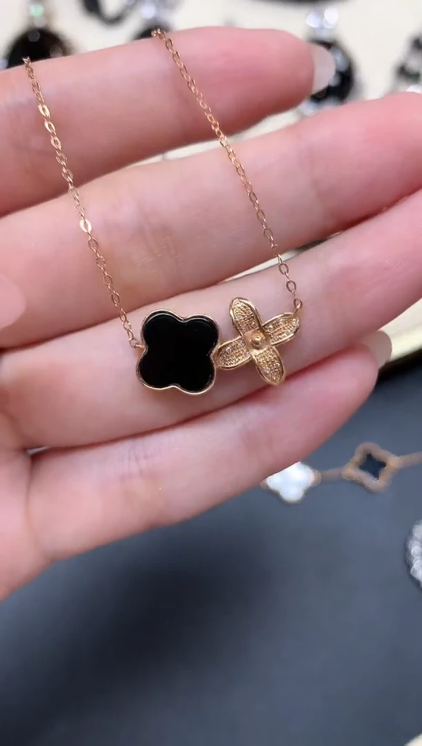 翡翠18K金镶嵌套链Z358|1980多样性发货一件