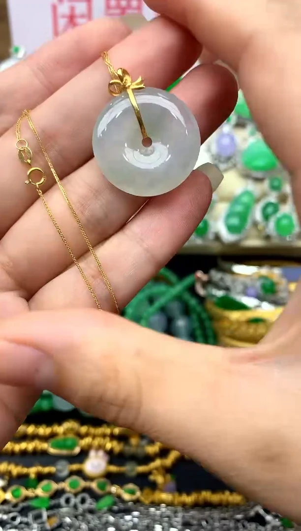 颈饰18K金镶嵌翡翠427-中国好珍宝