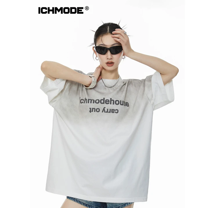 ICHMODE夏季宽松短袖T恤休闲半袖上衣运动时尚百搭情侣潮流小众