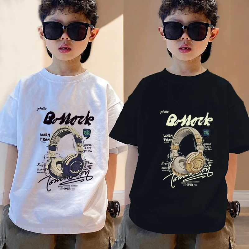 男童短袖t恤纯棉宽松透气2025夏季新款中大童男孩短袖帅气上衣潮