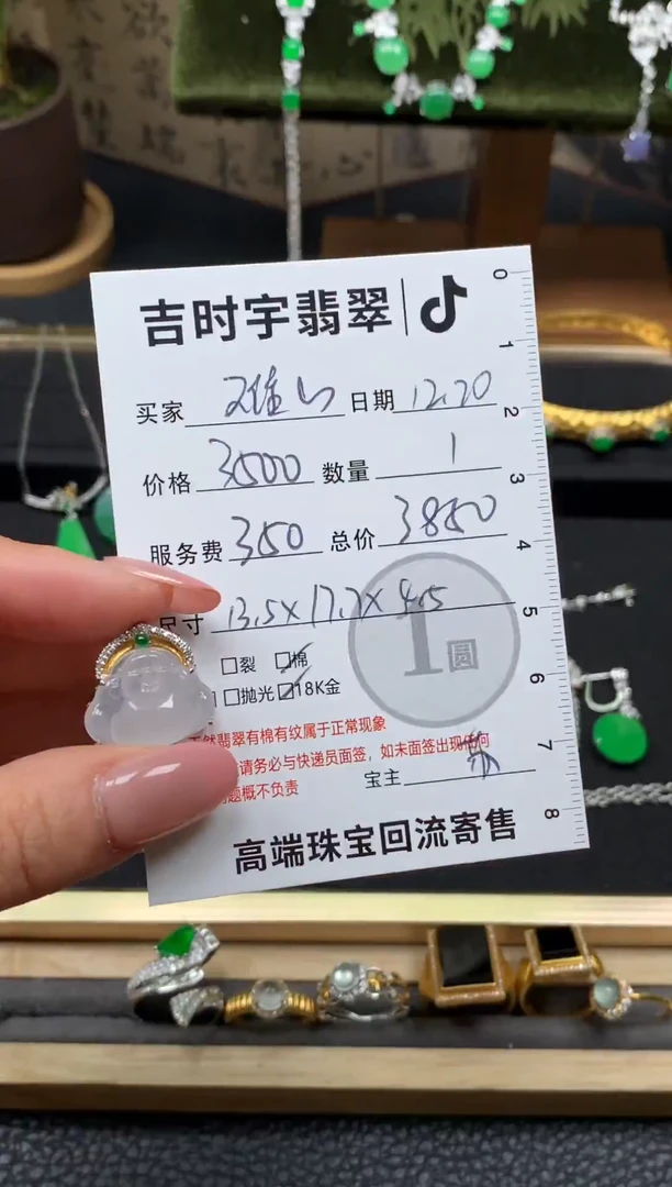 颈饰18K金镶嵌翡翠难*翡翠吊坠