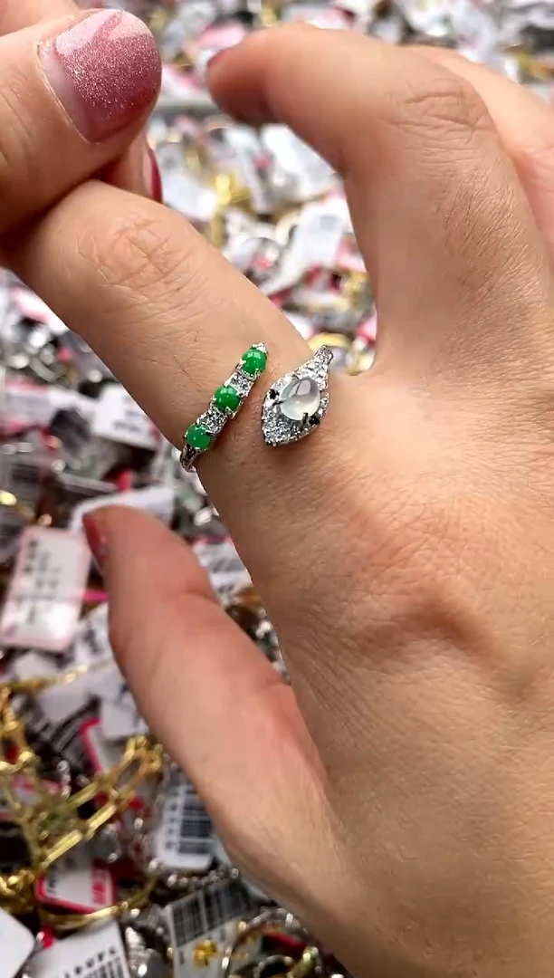 【闪购商品】翡翠戒指银S925镶嵌44444444   7