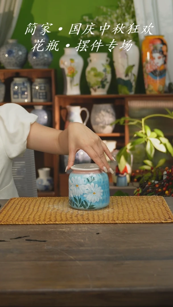 瓷片景德镇纯手工手绘花器摆件