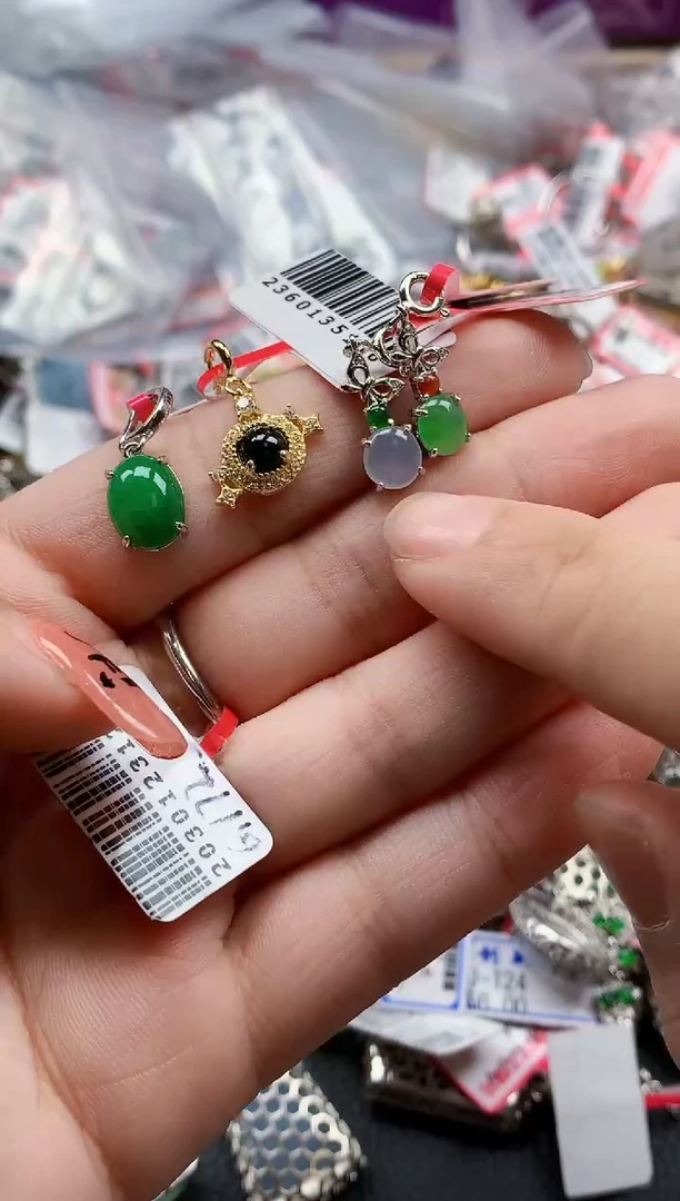 银S925镶嵌戒指翡翠天然A货缅甸翡翠