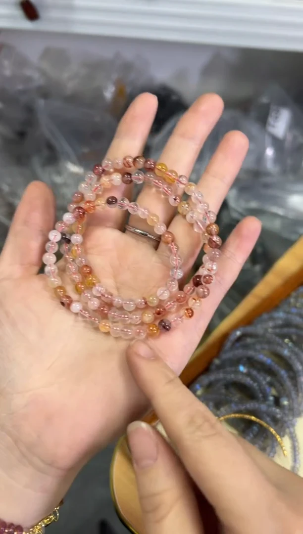 【闪购商品】水晶手链未镶嵌红胶花圆珠多圈手链[3926]