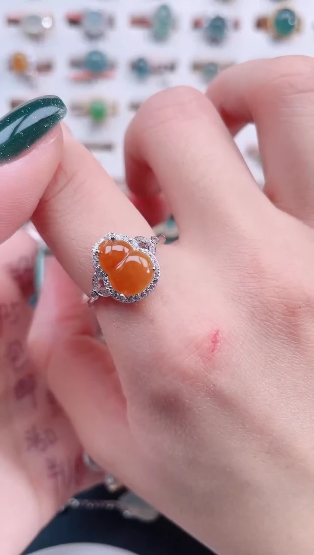 银S925镶嵌戒指翡翠天然翡翠