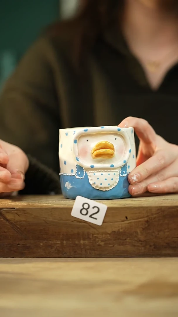 【闪购商品】瓷片 设计师款手作款 鸭鸭手握杯