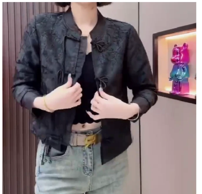 2025春季新款时尚女装网红气质爆款盘扣宽松外套Mxj