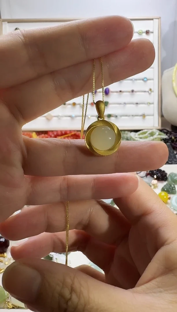 吊坠(不含链)银S925镶嵌和田玉吊坠(不含链) 银S925镶嵌 和田玉