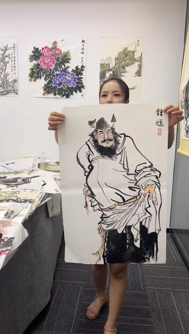 国画国画国画鉴赏手绘实稿-钟馗-46*70