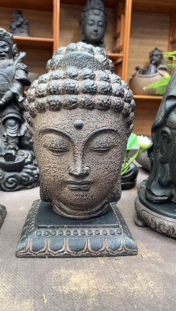 陶土大佛首+莲花底座