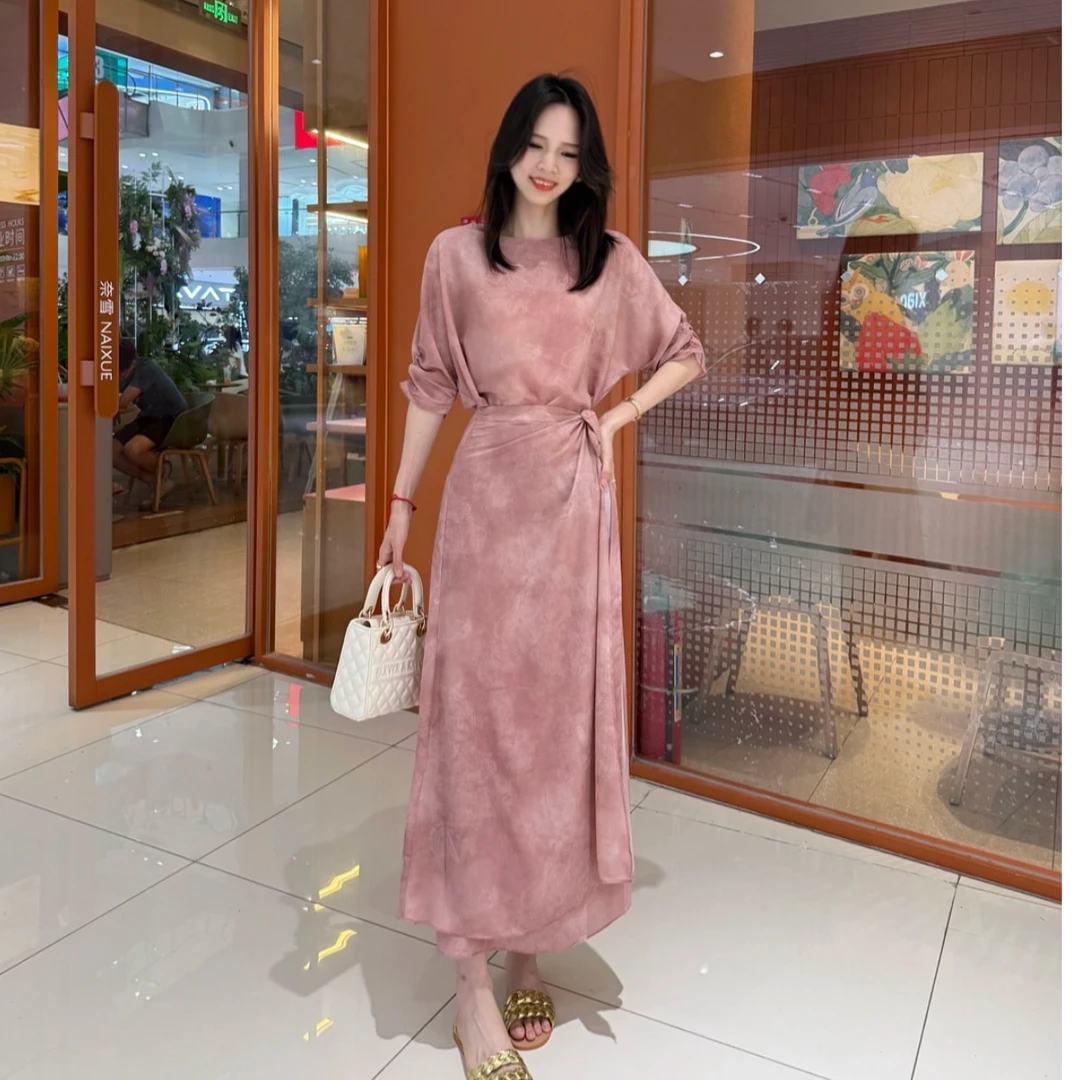 【68芭乐粉】2025轻奢高端气质显瘦裹裙遮肉显高温柔连衣裙