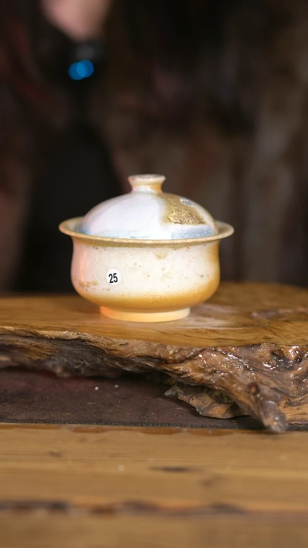 景德镇纯柴烧 中百泥盖碗 101