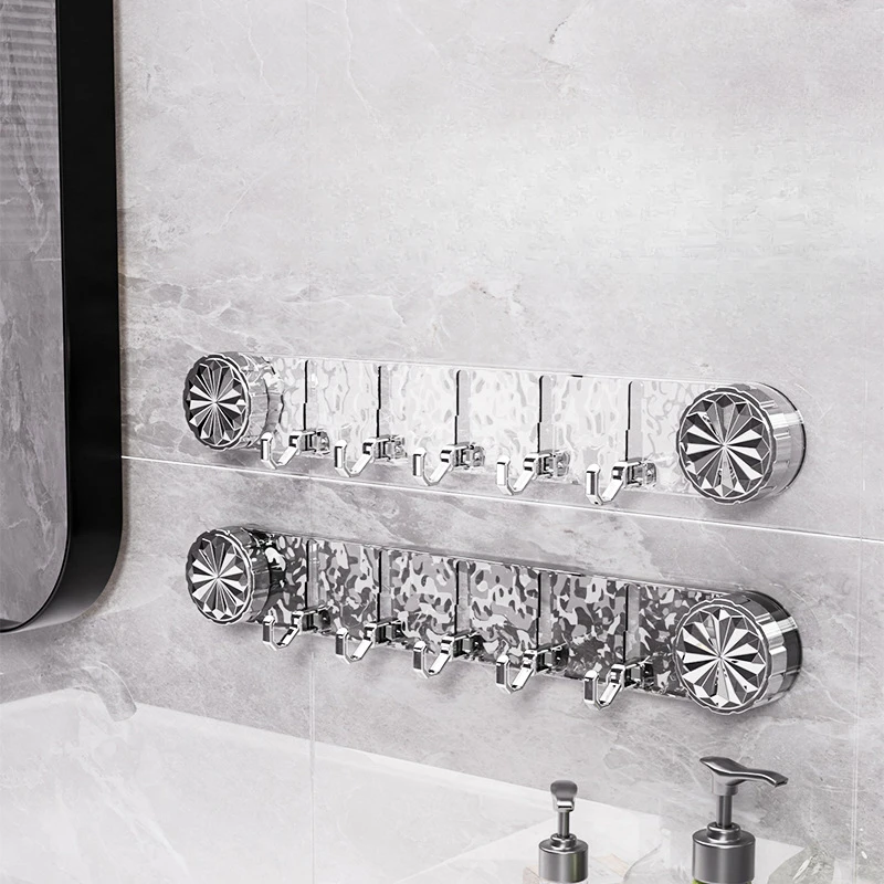 旋转吸盘挂钩一排免打孔强力承重挂勾家用挂衣钩排钩浴室联排粘钩