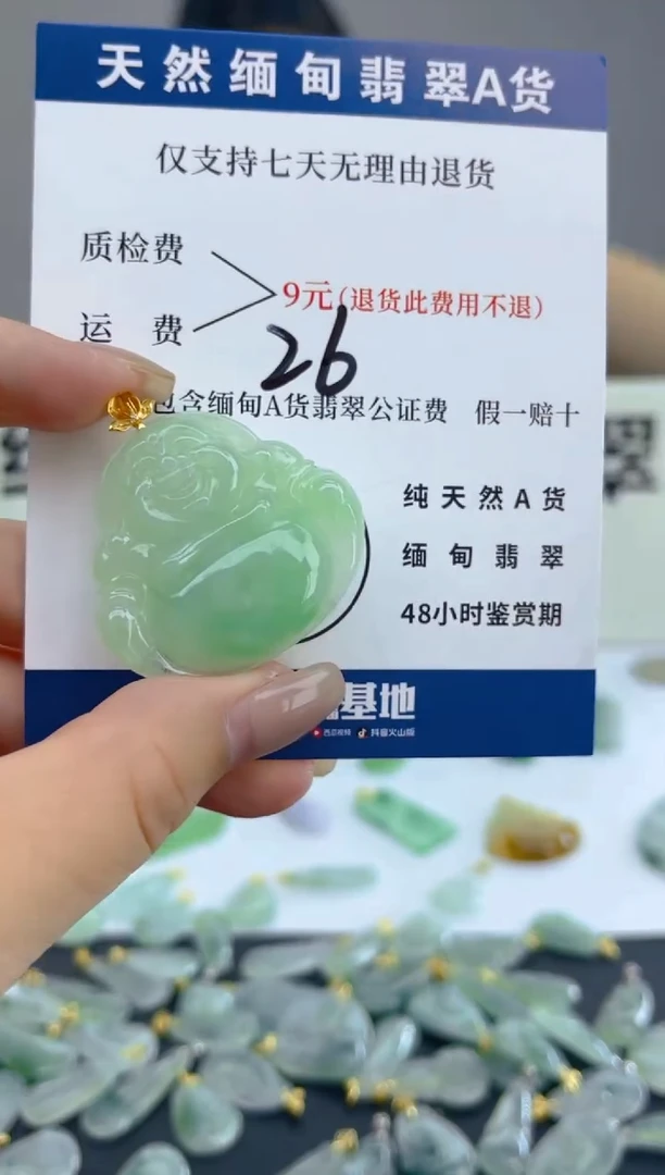 颈饰18K金镶嵌翡翠天然A货翡翠  26