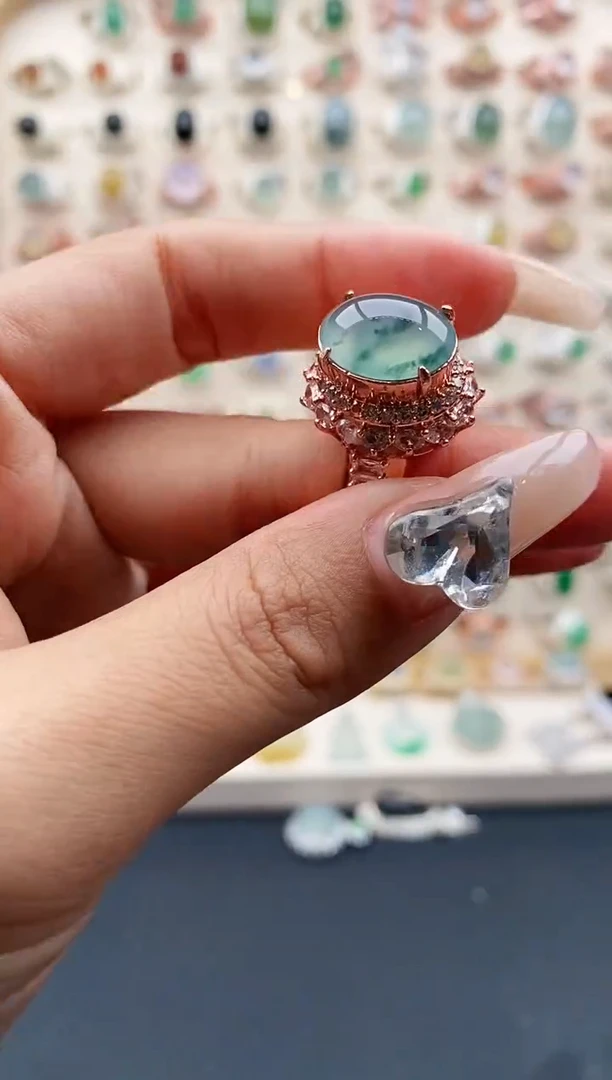 【闪购商品】翡翠戒指未镶嵌缅甸天然A货翡翠444  1+2