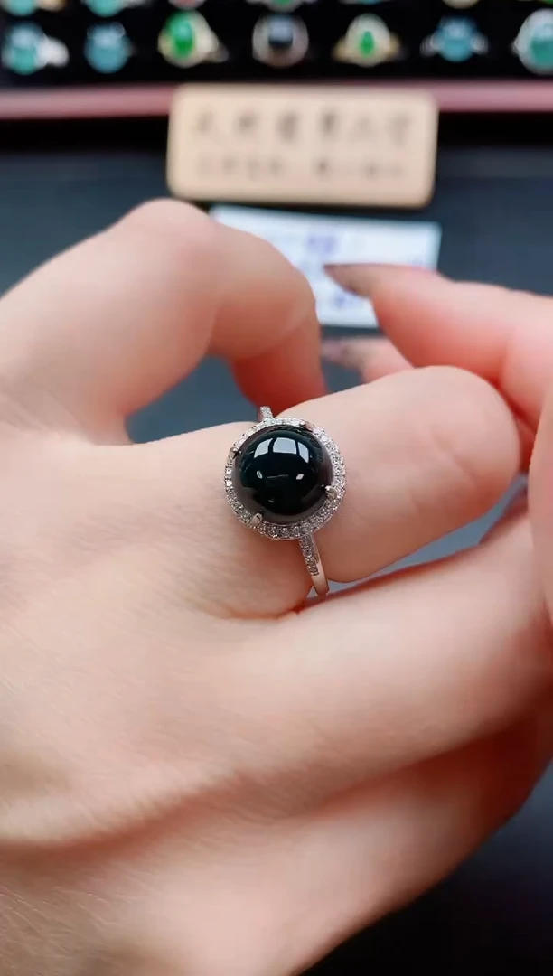 银S925镶嵌戒指翡翠1