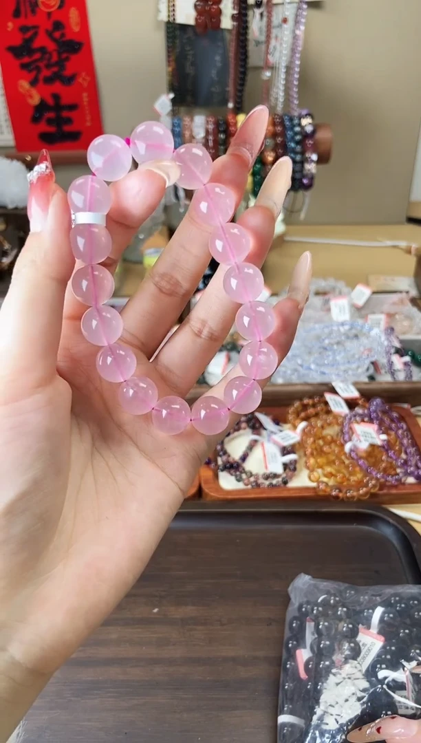【闪购商品】水晶手链未镶嵌12mm马粉粉水晶
